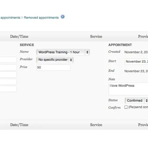 Appointments+ - Backend Appointment Mangement Screen