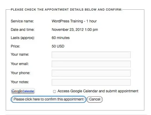 Appointments+ - Collecting Customer Info