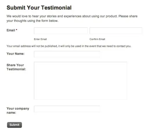 testimonial submission form