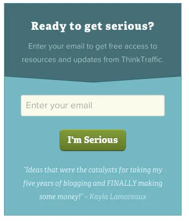 Think Traffic - Email Sign Up Example