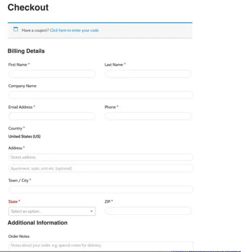 WooCommerce Unmodified Checkout Page