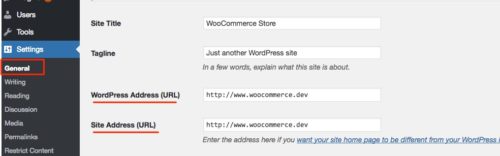 WordPress Address and Site Address